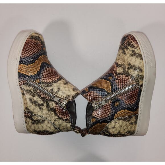 BAMBOO Rise-01 High Top Wedge Platform Sneaker Womens 7 Multi Camo Snakeprint - Picture 8 of 10